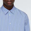 Details for Balenciaga Striped Logo Button-Up Long Sleeve Shirt Light Blue Relaxed Fit 642262TIMO14841