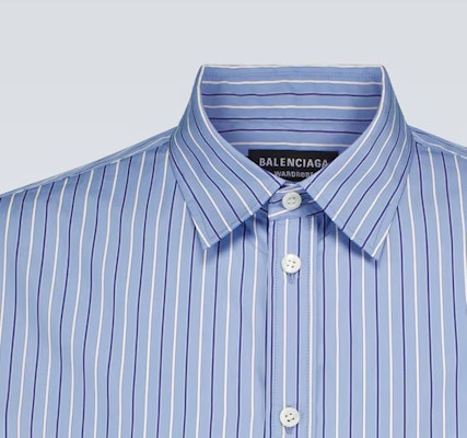 Balenciaga Striped Logo Button-Up Long Sleeve Shirt Light Blue Relaxed Fit 642262TIMO14841 Sizing Balenciaga Striped Logo Button-Up Long Sleeve Shirt Light Blue Relaxed Fit 642262TIMO14841