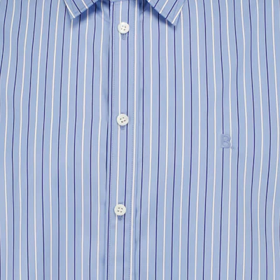 Balenciaga Striped Logo Button-Up Long Sleeve Shirt Light Blue Relaxed Fit 642262TIMO14841 Cheap Balenciaga Striped Logo Button-Up Long Sleeve Shirt Light Blue Relaxed Fit 642262TIMO14841