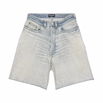 Balenciaga Vintage Loose Wide-Leg Denim Shorts Blue 697835TJW798469