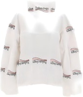 Balenciaga White High-Neck Loose-Fit Knit Sweater 7678194D8B29000 Balenciaga White High-Neck Loose-Fit Knit Sweater 7678194D8B29000