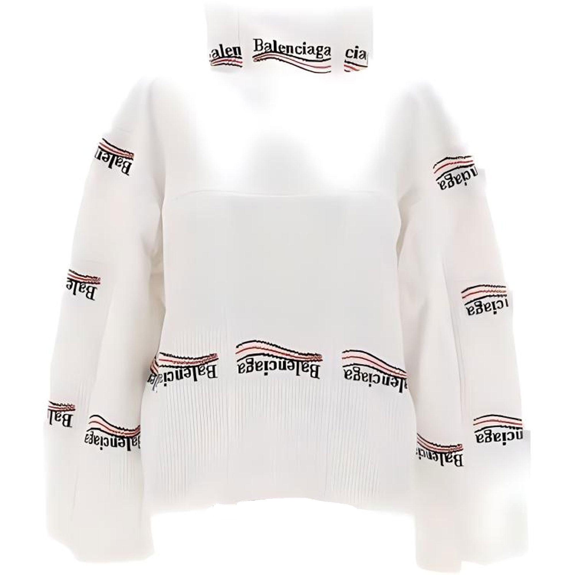 Order Balenciaga  White High-Neck Loose-Fit Knit Sweater 7678194D8B29000