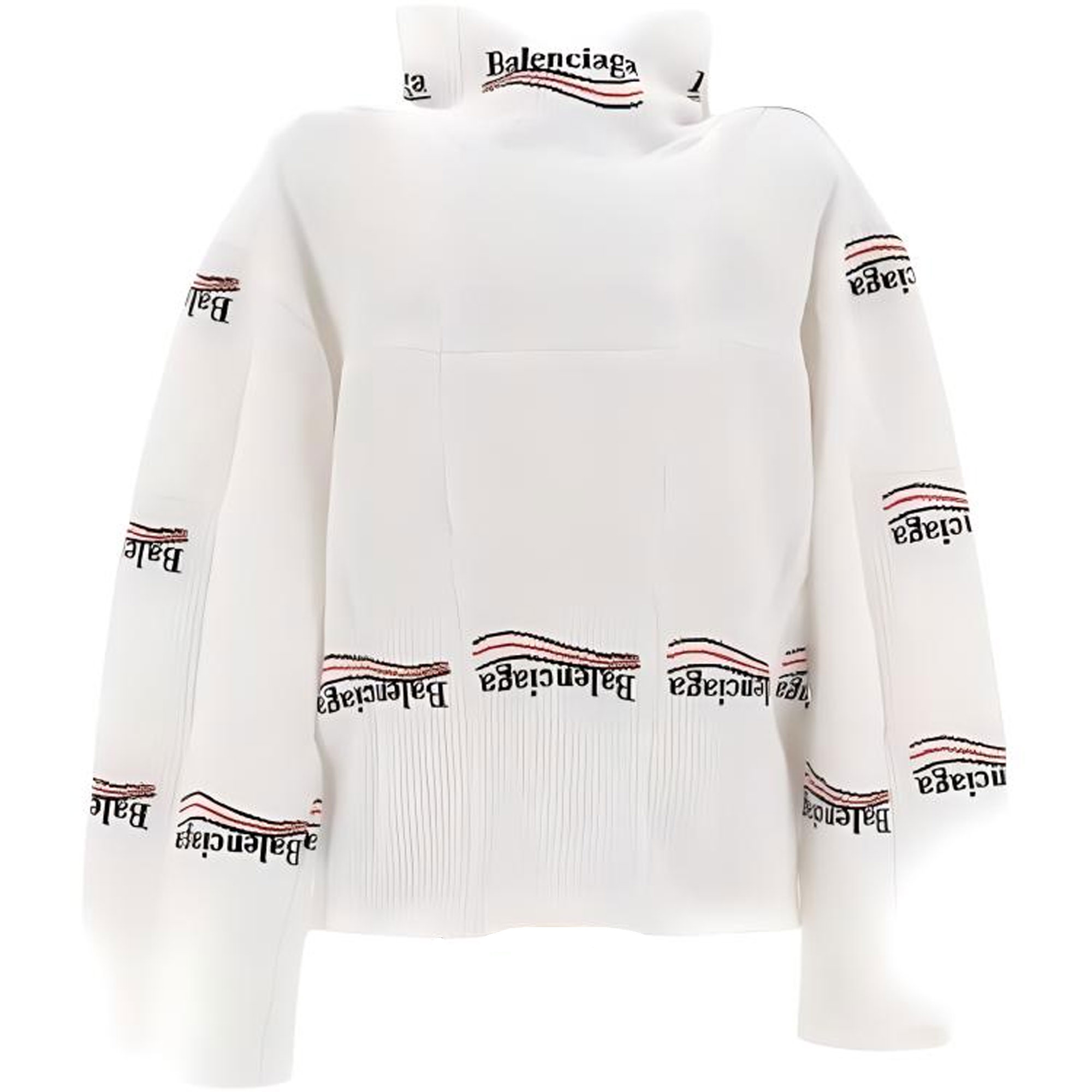 Lookbook Balenciaga  White High-Neck Loose-Fit Knit Sweater 7678194D8B29000