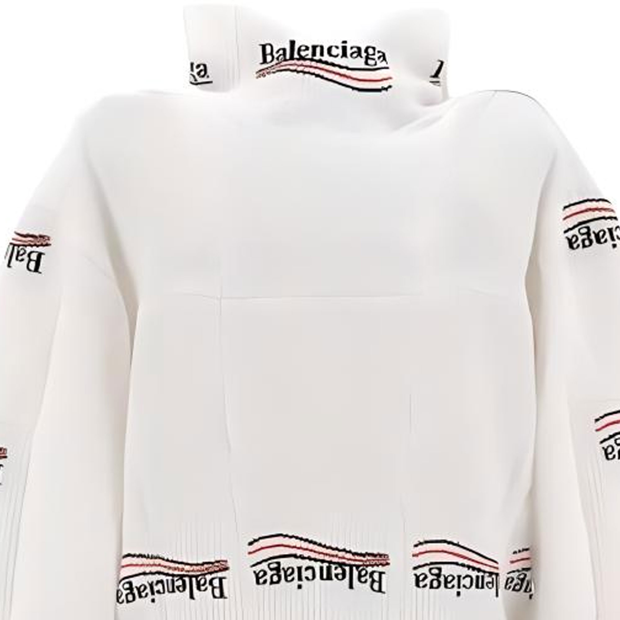 Shop Balenciaga  White High-Neck Loose-Fit Knit Sweater 7678194D8B29000