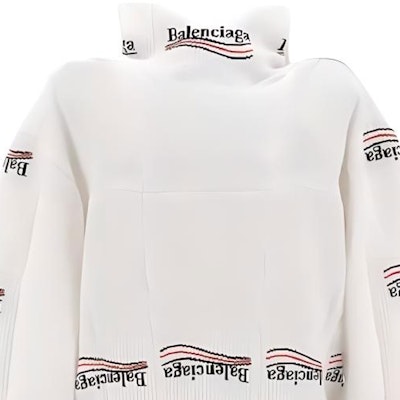 Balenciaga White High-Neck Loose-Fit Knit Sweater 7678194D8B29000 Shop Balenciaga White High-Neck Loose-Fit Knit Sweater 7678194D8B29000