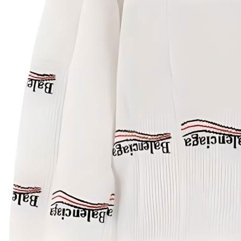 Purchase Balenciaga  White High-Neck Loose-Fit Knit Sweater 7678194D8B29000