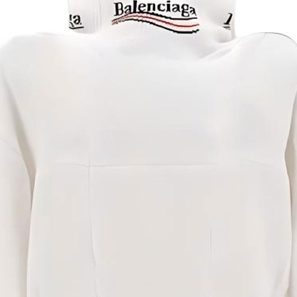 Sizing Balenciaga  White High-Neck Loose-Fit Knit Sweater 7678194D8B29000