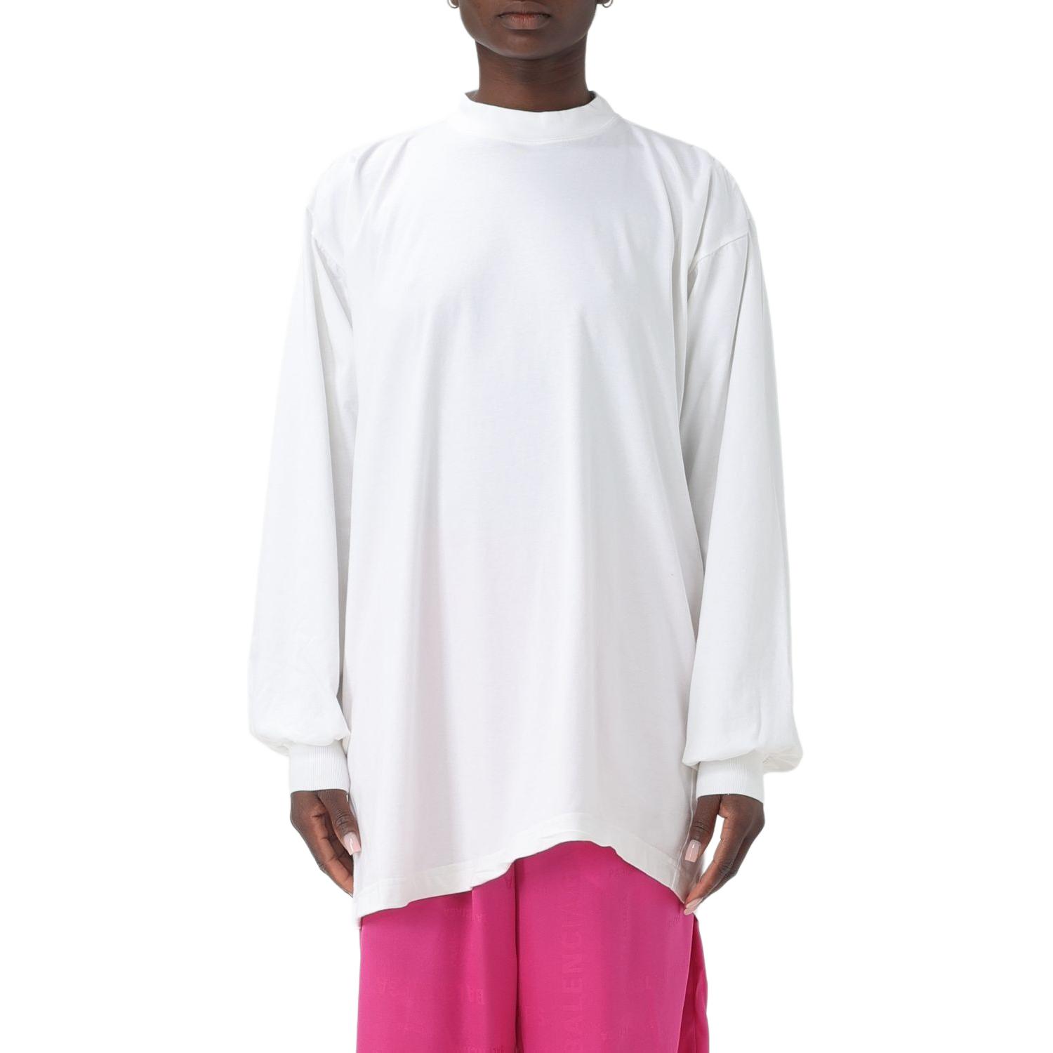 Balenciaga  White Letter Print Long Sleeve Loose Fit Crewneck T-Shirt 772208TPVU49601