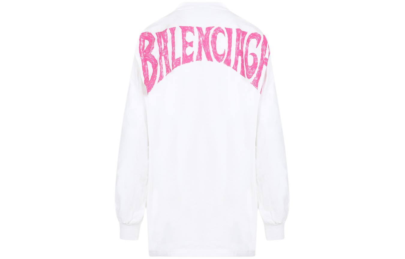 Balenciaga  White Letter Print Long Sleeve Loose Fit Crewneck T-Shirt 772208TPVU49601 圖 3