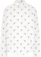 Balenciaga White Logo Print Button-Up Collared Long Sleeve Shirt. 662983TQL149040 Balenciaga White Logo Print Button-Up Collared Long Sleeve Shirt. 662983TQL149040