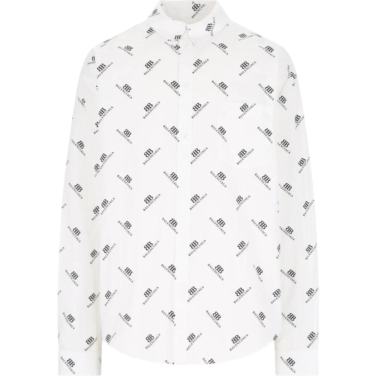 Balenciaga  White Logo Print Button-Up Collared Long Sleeve Shirt. 662983TQL149040 圖 2