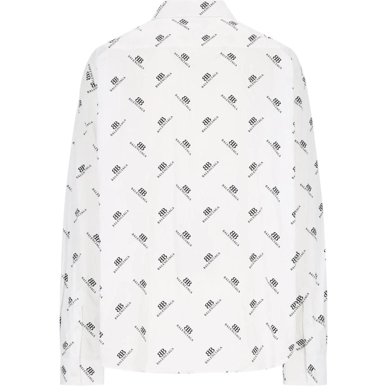 Balenciaga  White Logo Print Button-Up Collared Long Sleeve Shirt. 662983TQL149040 圖 3