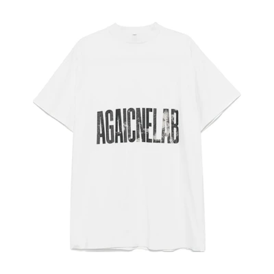 Balenciaga White Logo Print Crew Neck Short Sleeve Regular Fit T-Shirt 787349TRVA19081
