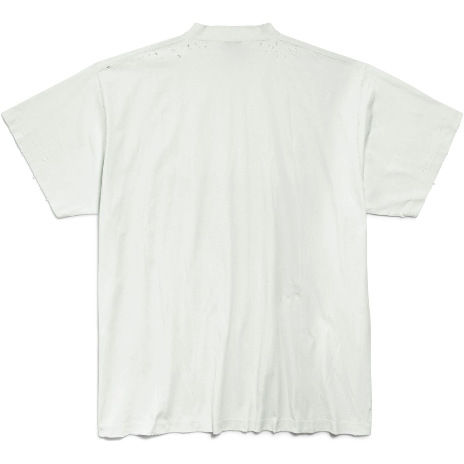 Balenciaga  White Logo Print Crew Neck Short Sleeve Regular Fit T-Shirt 787349TRVA19081 圖 3