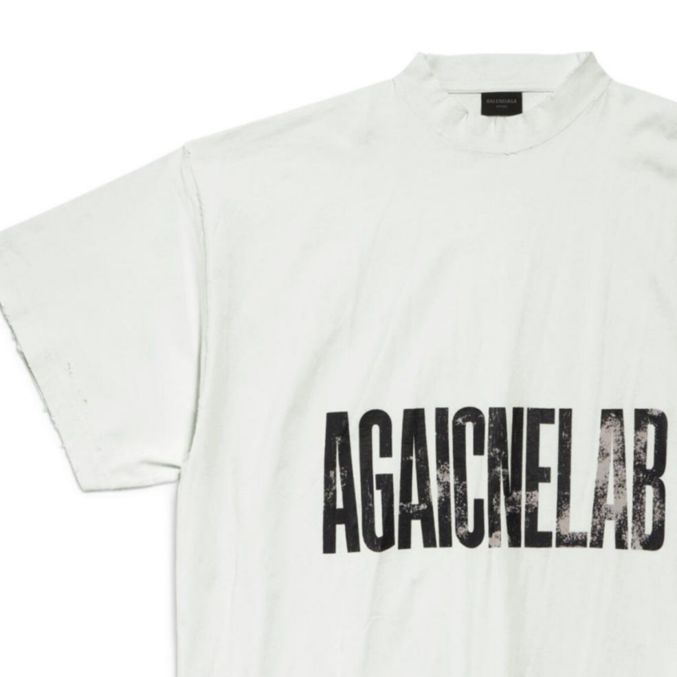 Balenciaga  White Logo Print Crew Neck Short Sleeve Regular Fit T-Shirt 787349TRVA19081 圖 4