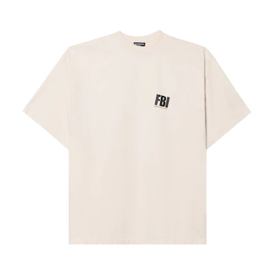 Balenciaga White Logo Print Crewneck T-Shirt Regular Fit. 681314TLVG99054