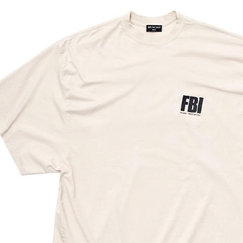 Shop Balenciaga  White Logo Print Crewneck T-Shirt Regular Fit. 681314TLVG99054