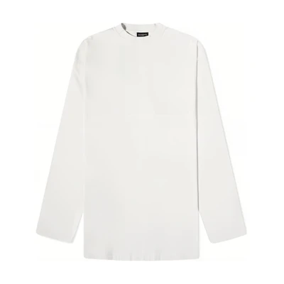Balenciaga White Long Sleeve Crewneck Casual Print T-Shirt. 681046TOVJ69067