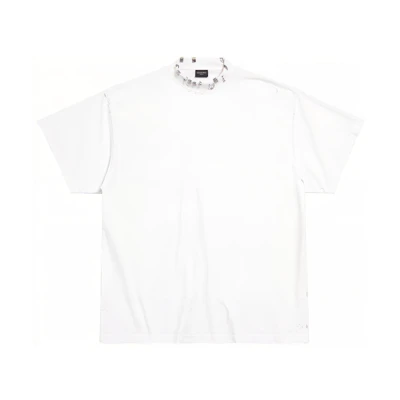 Balenciaga White Oversized Crewneck T-Shirt Regular Fit Short Sleeve 761460TPVD49000