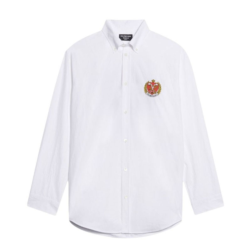 Balenciaga  White Printed Embroidered Long-Sleeve Shirt. 675640TYB189000