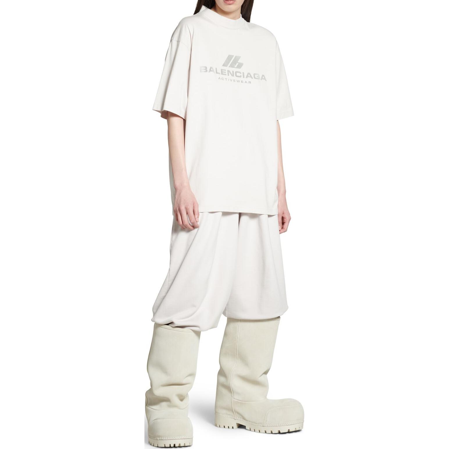 Shop Balenciaga Kaos Oversized Unisex Logo Print Crewneck Putih SS24. 764235TQVT99016