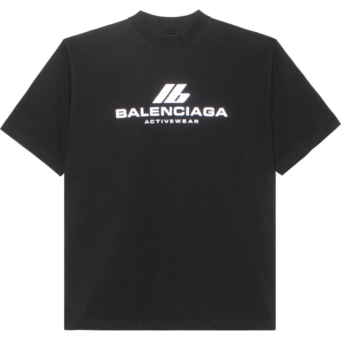 Balenciaga Activewear Logo Print Oversized Tee Unisex Black SS24. 764235TQVT91083