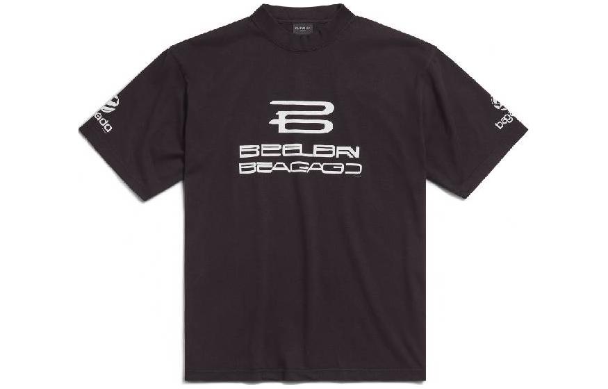 Order Balenciaga AI生成標誌印花黑色男女通用圓領T恤 764235TQVG19034