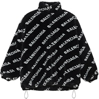 Balenciaga All-Over Logo Black Relaxed Fit Zip-Up Jacket 596185THQ011001 Balenciaga All-Over Logo Black Relaxed Fit Zip-Up Jacket 596185THQ011001