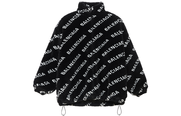 Order Balenciaga All-Over Logo Black Relaxed Fit Zip-Up Jacket 596185THQ011001