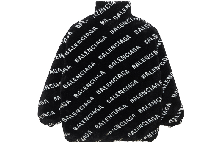 Lookbook Balenciaga All-Over Logo Black Relaxed Fit Zip-Up Jacket 596185THQ011001