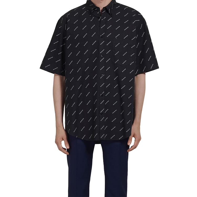Balenciaga All-Over Logo Short Sleeve Shirt Black 534332TBL961070 圖 4