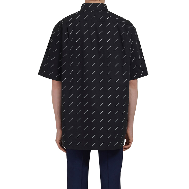 Balenciaga All-Over Logo Short Sleeve Shirt Black 534332TBL961070 圖 5