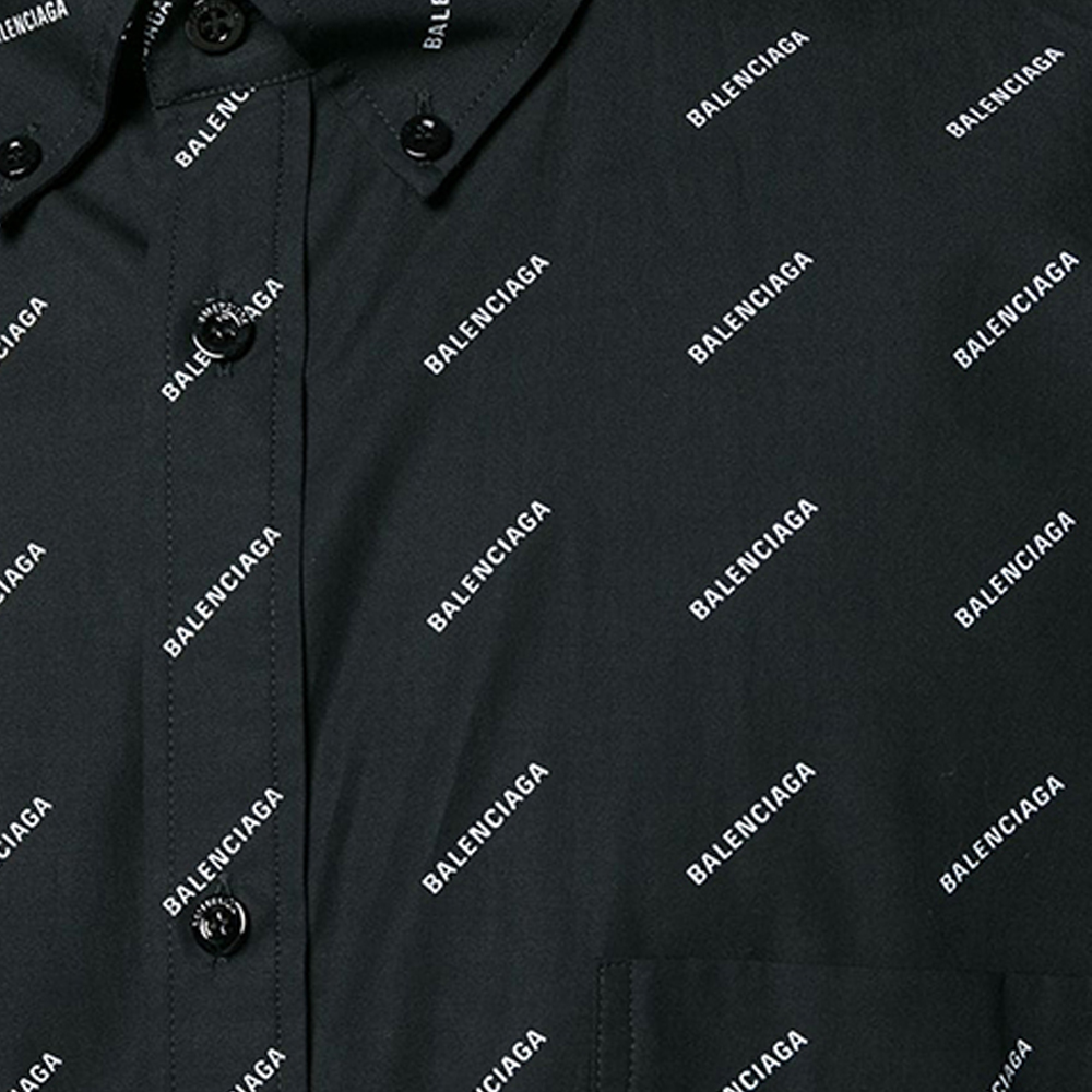 Balenciaga All-Over Logo Short Sleeve Shirt Black 534332TBL961070 圖 6
