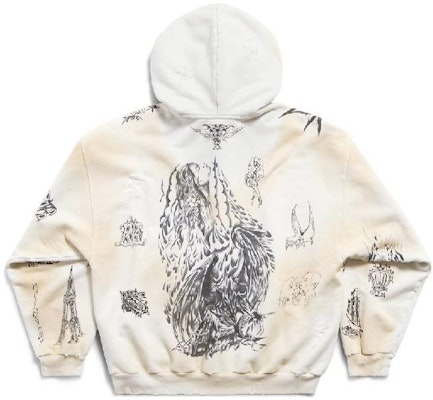 巴黎世家全印花连帽拉链外套 男女同款 白色常规版型 770939TQVK13307 Lookbook 巴黎世家全印花连帽拉链外套 男女同款 白色常规版型 770939TQVK13307