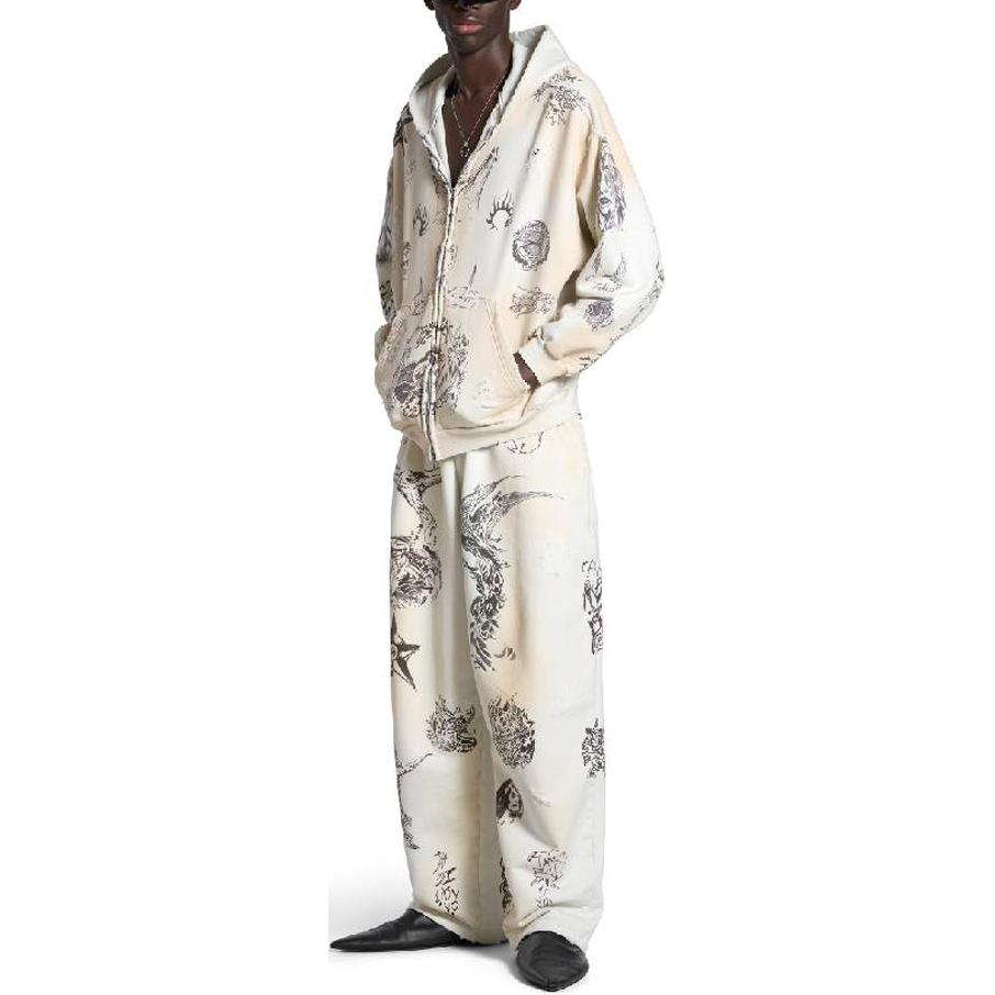 Shop 巴黎世家全印花连帽拉链外套 男女同款 白色常规版型 770939TQVK13307