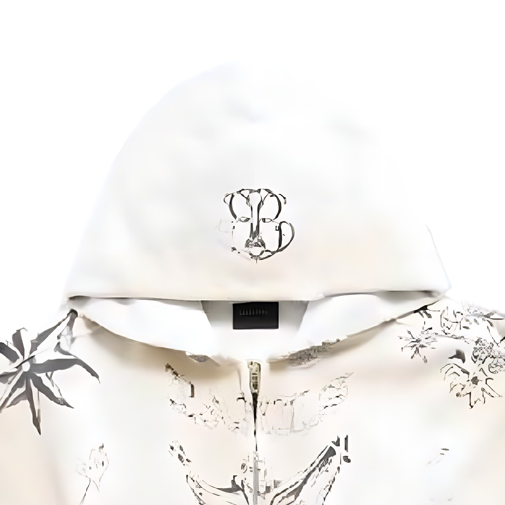 Sizing 巴黎世家全印花连帽拉链外套 男女同款 白色常规版型 770939TQVK13307