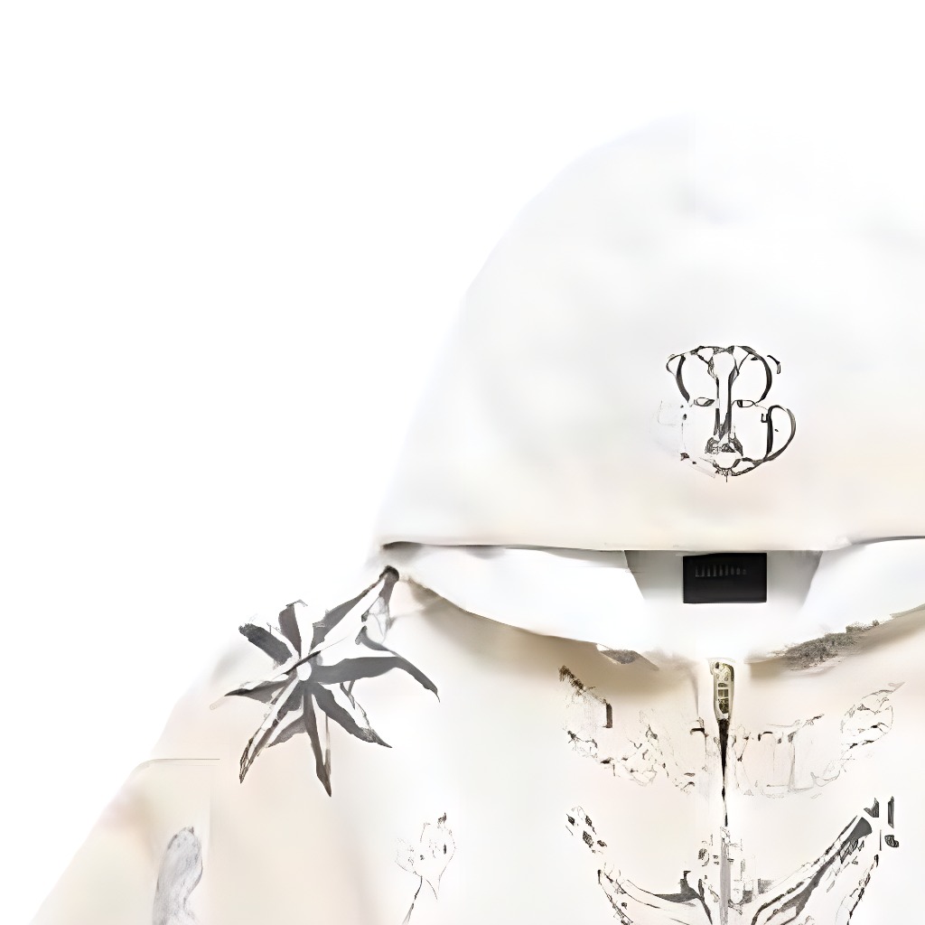 Cheap 巴黎世家全印花连帽拉链外套 男女同款 白色常规版型 770939TQVK13307