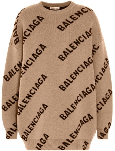 balenciaga-all-over-logo-crewneck-beige-black