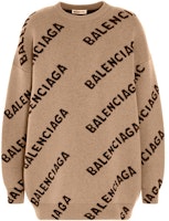 Balenciaga All Over Logo Crewneck 'Beige/Black' Balenciaga All Over Logo Crewneck 'Beige/Black'