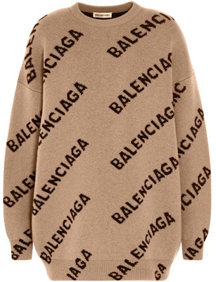 Balenciaga All Over Logo Crewneck 'Beige/Black' Buy Balenciaga All Over Logo Crewneck 'Beige/Black'