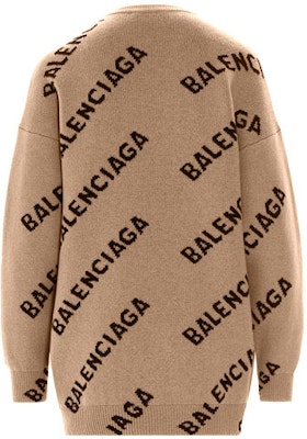 Balenciaga All Over Logo Crewneck 'Beige/Black' Order Balenciaga All Over Logo Crewneck 'Beige/Black'