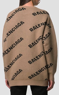 Balenciaga All Over Logo Crewneck 'Beige/Black' Shop Balenciaga All Over Logo Crewneck 'Beige/Black'