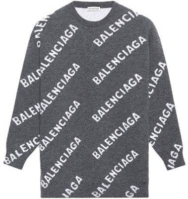 Balenciaga All Over Logo Wool Crewneck 'Dark Grey/White' Buy Balenciaga All Over Logo Wool Crewneck 'Dark Grey/White'