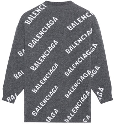 Balenciaga All Over Logo Wool Crewneck 'Dark Grey/White' Order Balenciaga All Over Logo Wool Crewneck 'Dark Grey/White'