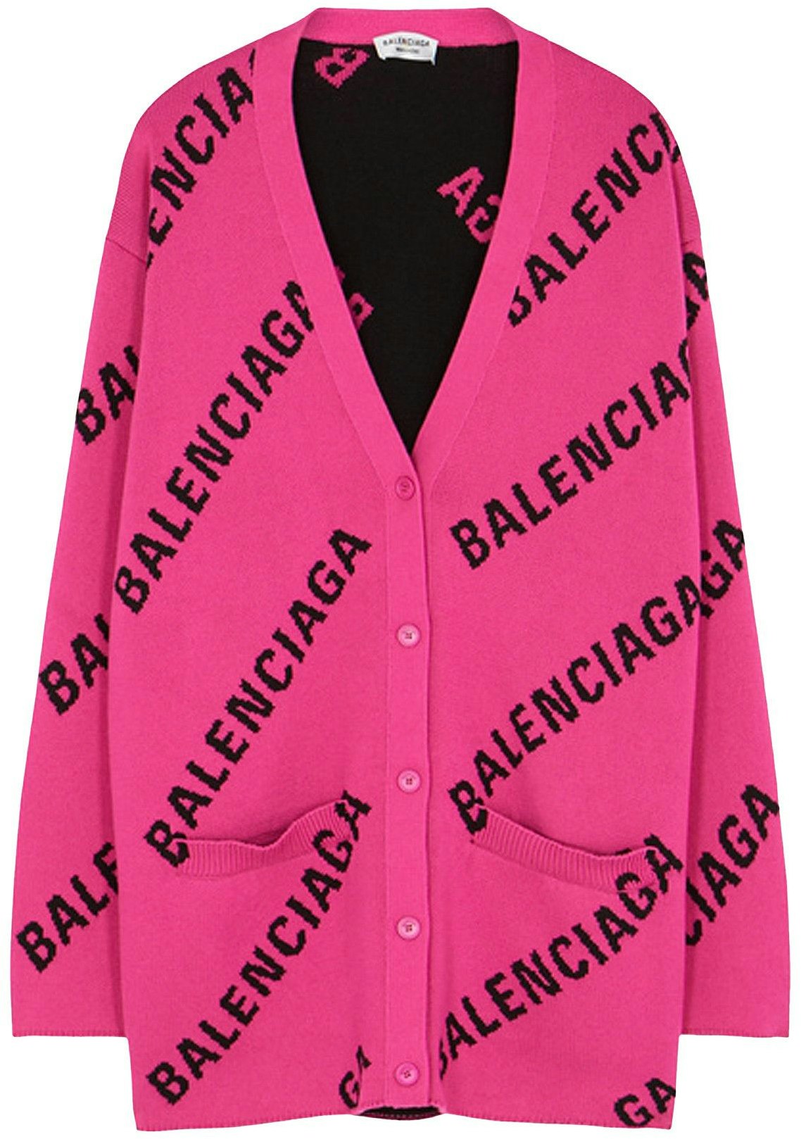 balenciaga-allover-logo-cardigan-pink-black