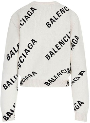 Balenciaga Allover Logo Crewneck 'Chalky White/Black' Order Balenciaga Allover Logo Crewneck 'Chalky White/Black'