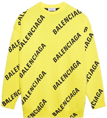 Balenciaga Allover Logo Crewneck 'Yellow/Black' Buy Balenciaga Allover Logo Crewneck 'Yellow/Black'