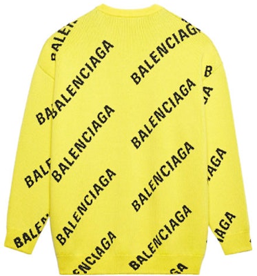 Balenciaga Allover Logo Crewneck 'Yellow/Black' Order Balenciaga Allover Logo Crewneck 'Yellow/Black'
