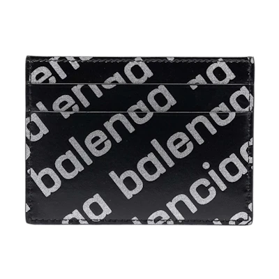 Balenciaga Allover Logo Print Cardholder Black/Silver-tone