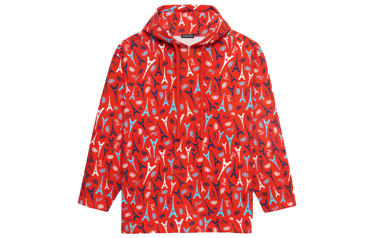Balenciaga Allover Print Red Hoodie Unisex 594576THV676400